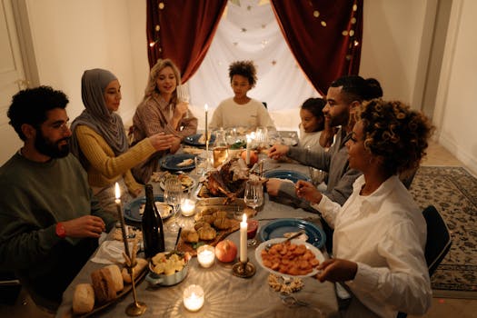 family gathering around the dinner table