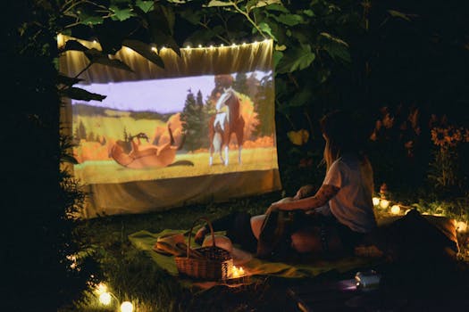 A family enjoying a movie night together