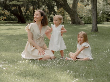 A mother enjoying a peaceful moment with her family