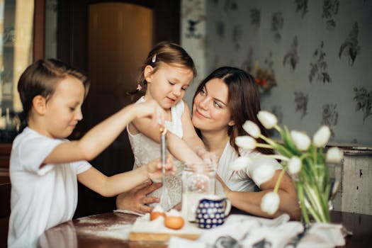 image of a family cooking together