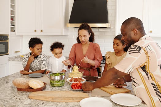 family cooking together