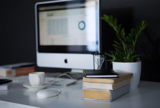 organized workspace with plants