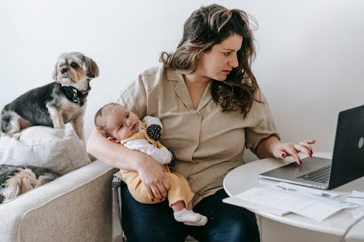 working mother managing tasks