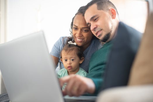 happy working mother with her child