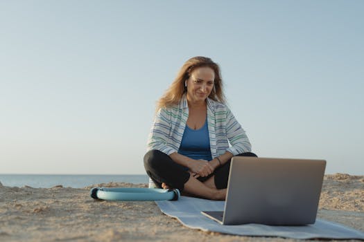 a calm workspace with a meditation area