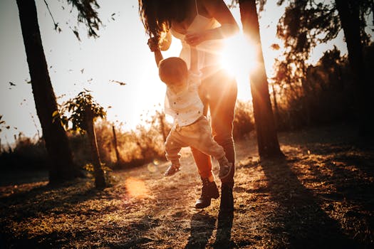 mother and child enjoying a walk