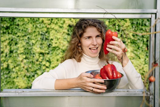 a woman gardening in her backyard