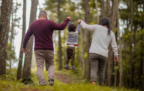 family hiking together