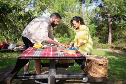 family enjoying a picnic in the park