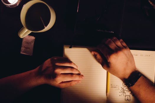 A peaceful moment with a cup of tea and a journal