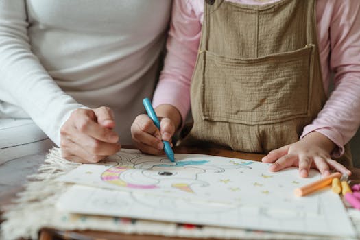 family coloring together