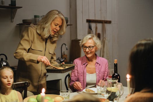 happy family cooking dinner together