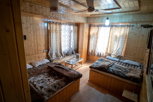 Cozy living room with natural materials