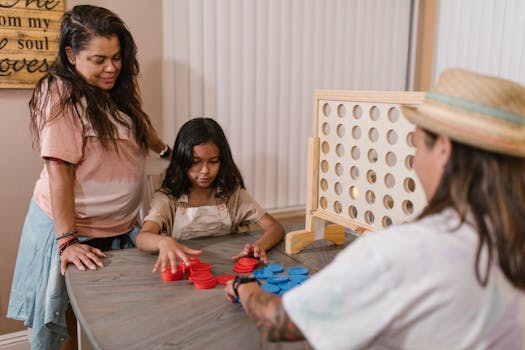 A family enjoying a themed game night together