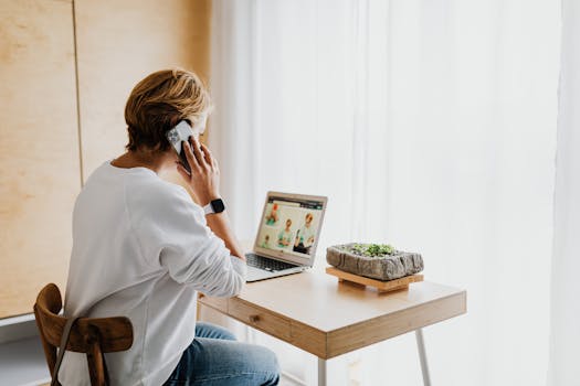 stressful working mother on a video call